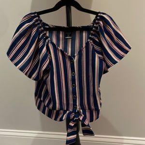 Girl’s Striped Short Sleeve Blouse
